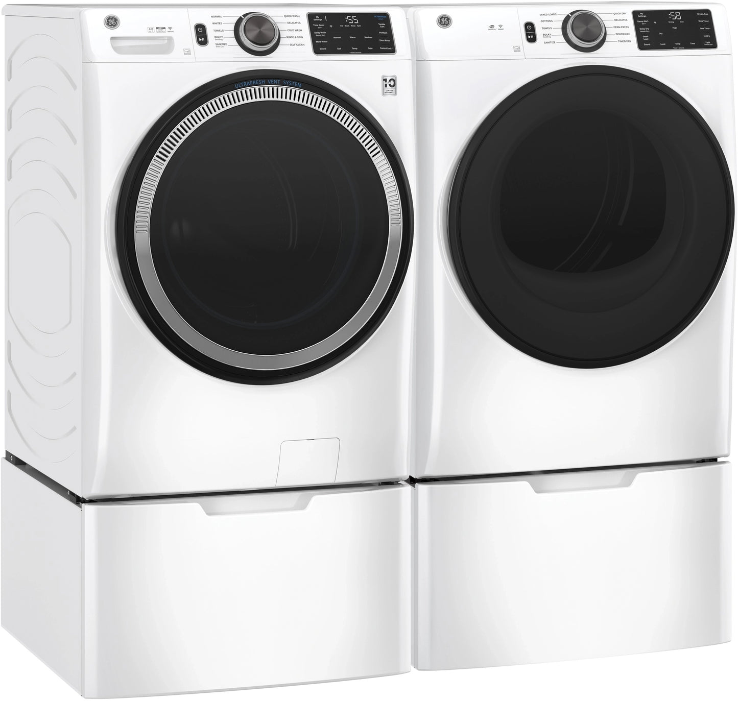 GE - GFW550SSNWW - 4.8 Cu. Ft. High-Efficiency Stackable Smart Front Load Washer w/ Odorblock Ultra Fresh Vent System & Microban Technology - White