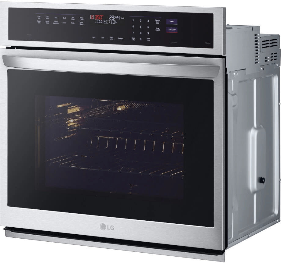 LG - WSEP4727F - 30 Inch Single Electric Smart Wall Oven with 4.7 cu. ft. True Convection Oven, EasyClean®, Air Fry, Steam Sous Vide, InstaView®, and SmoothTouch® Glass Controls: PrintProof Stainless Steel