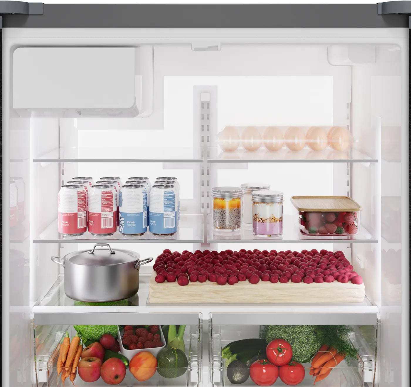 Bosch-B36CD80SNS- 800 Series 36" French 3-Door Stainless Steel Refrigerator, Anti-fingerprint, UltraClarityPro with VitaFresh