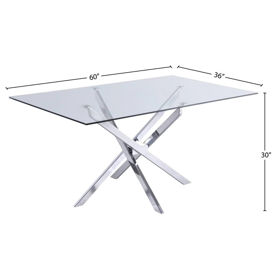Glass Top And Chrome Steel Base Dining Table With Velvet Dinning Chairs