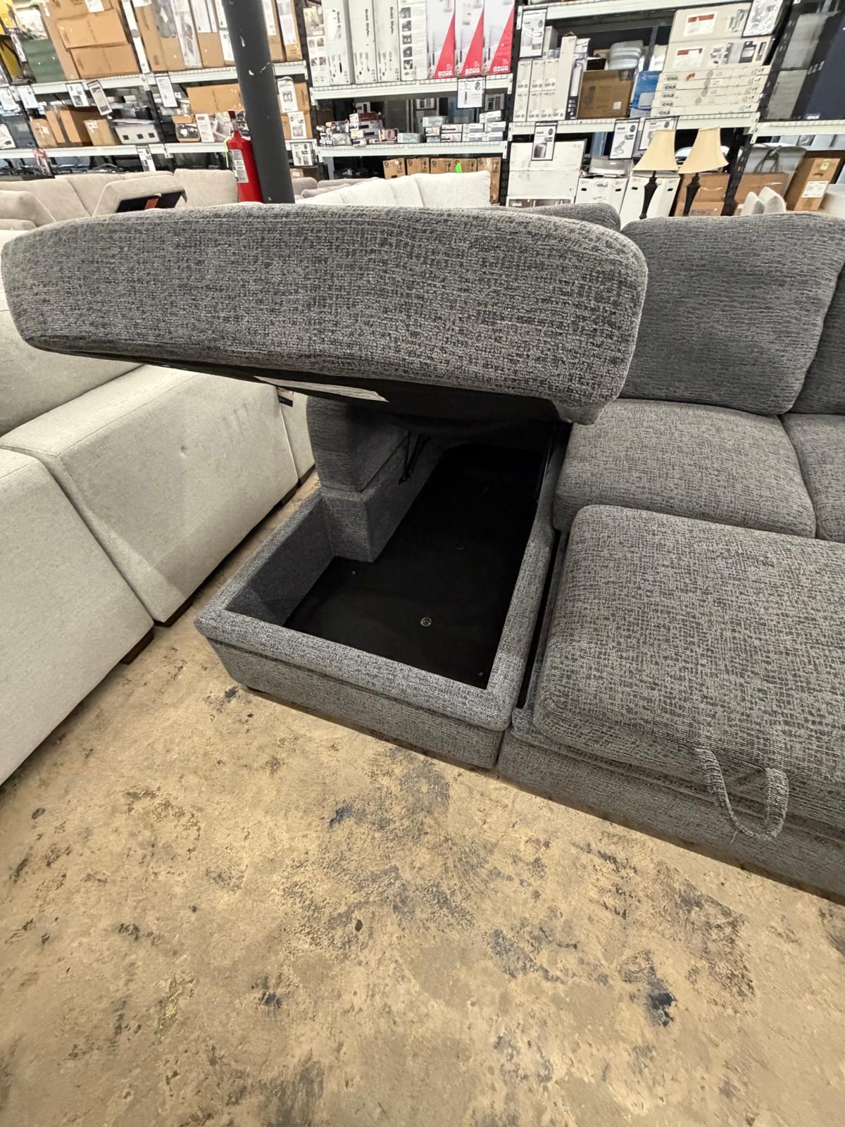 Coddle Aria Fabric Sleeper Sofa with Reversible Chaise and Storage, Gray
