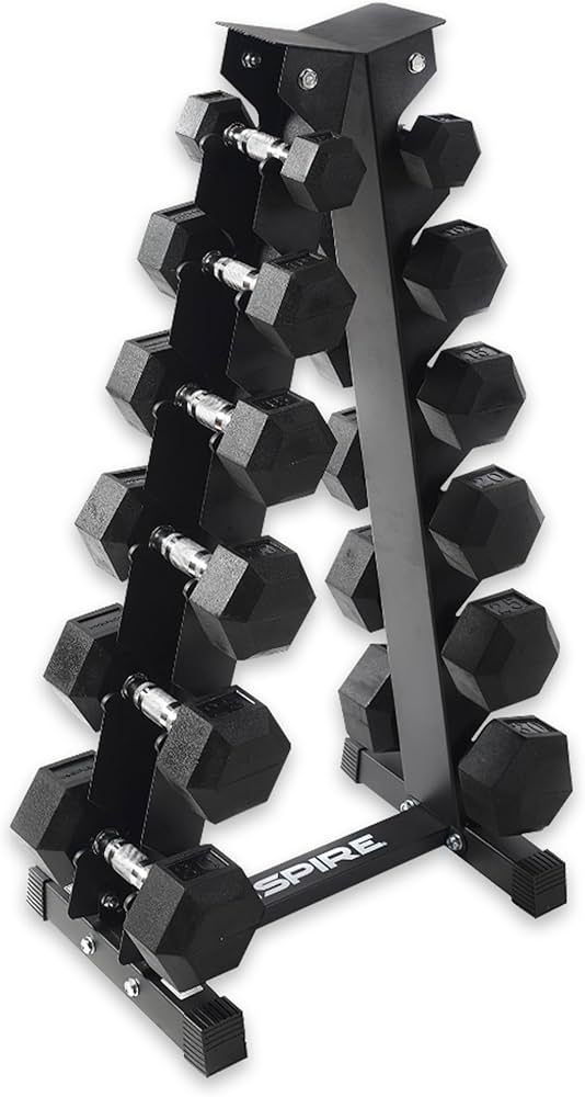 Inspire Fitness 210lb PVC Hex Dumbbell Set with Rack