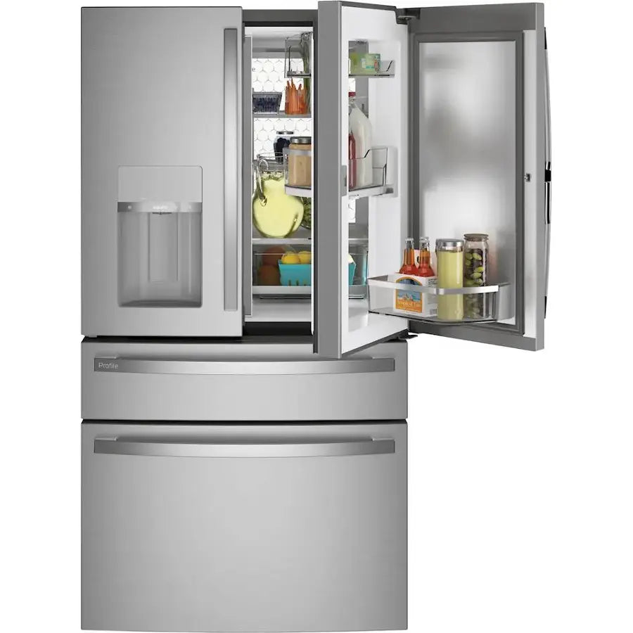 GE Profile -PVD28BYNFS- 27.9 Cu. Ft. 4-Door French Door Smart Refrigerator with Hands-Free AutoFill - Stainless Steel