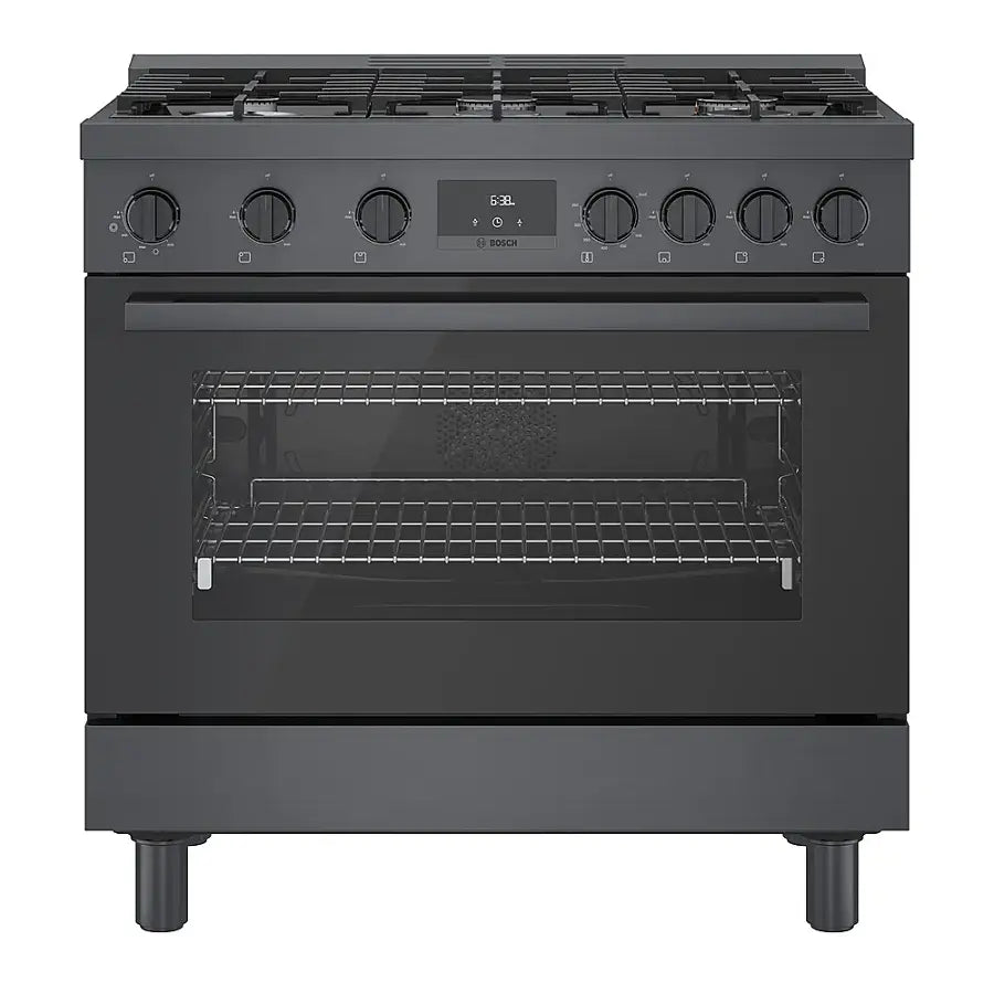 Bosch -HGS8645UC- 800 Series 3.5 Cu. Ft. Freestanding Gas Convection Range with 6 Dual Flame Ring Burners - Black stainless steel