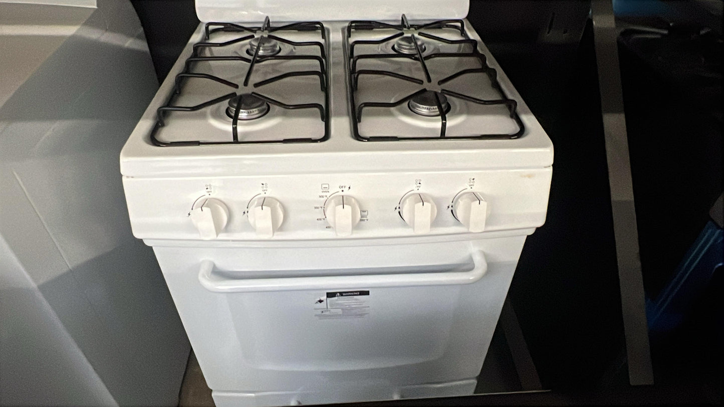 Avanti - GRO24P0W - 24 Inch Freestanding Gas Range with 2.5 cu. ft. Capacity, 4 Open Burners, Push and Turn Controls, Broiler Drawer and Backsplash