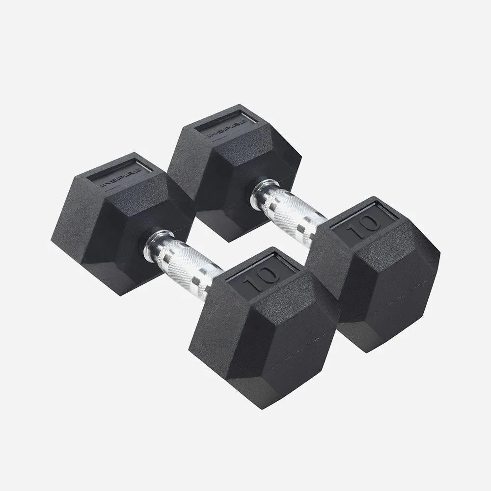 Inspire Fitness 210lb PVC Hex Dumbbell Set with Rack
