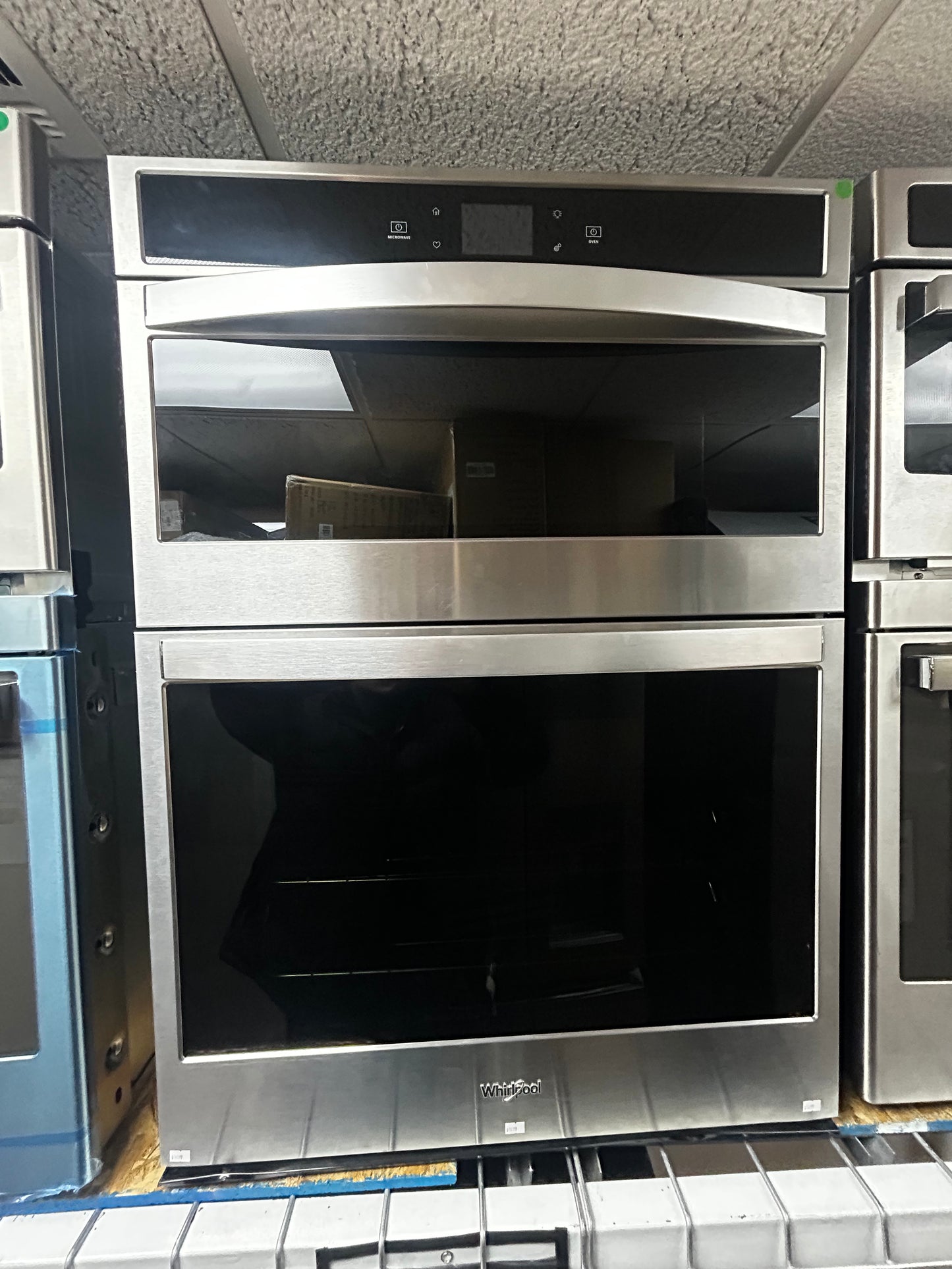 Whirlpool - WOC54EC0HS - 30 Inch Smart Combination Wall Oven with Frozen Bake™ Technology, Temperature Sensor Multi-Step Cooking Rapid Preheat Keep Warm Setting Star K Compliant Sabbath Mode 6.4 cu. ft. Total Capacity