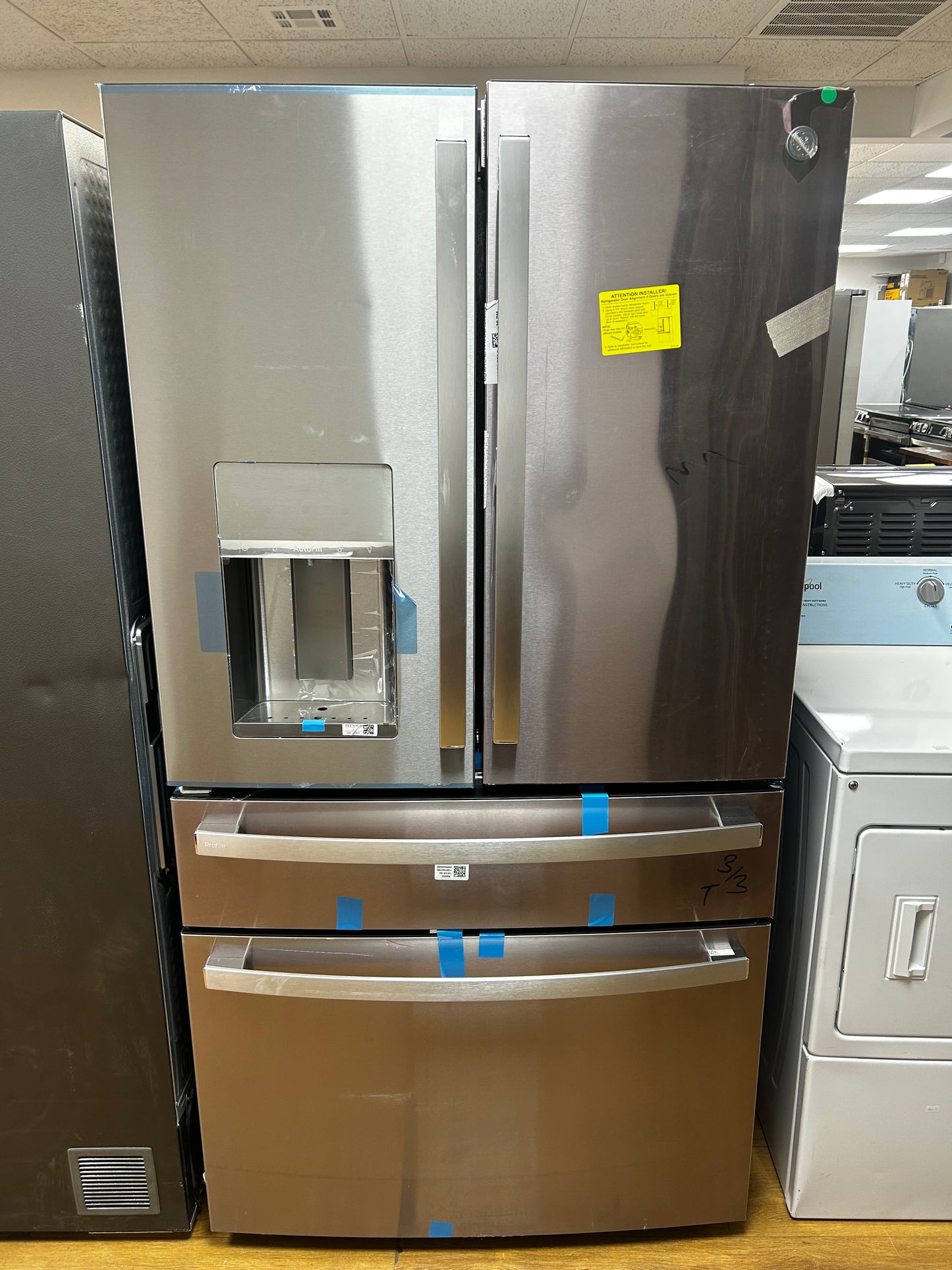 GE Profile - PVD28BYNFS - 27.9 Cu. Ft. 4-Door French Door Smart Refrigerator with Hands-Free AutoFill - Stainless Steel