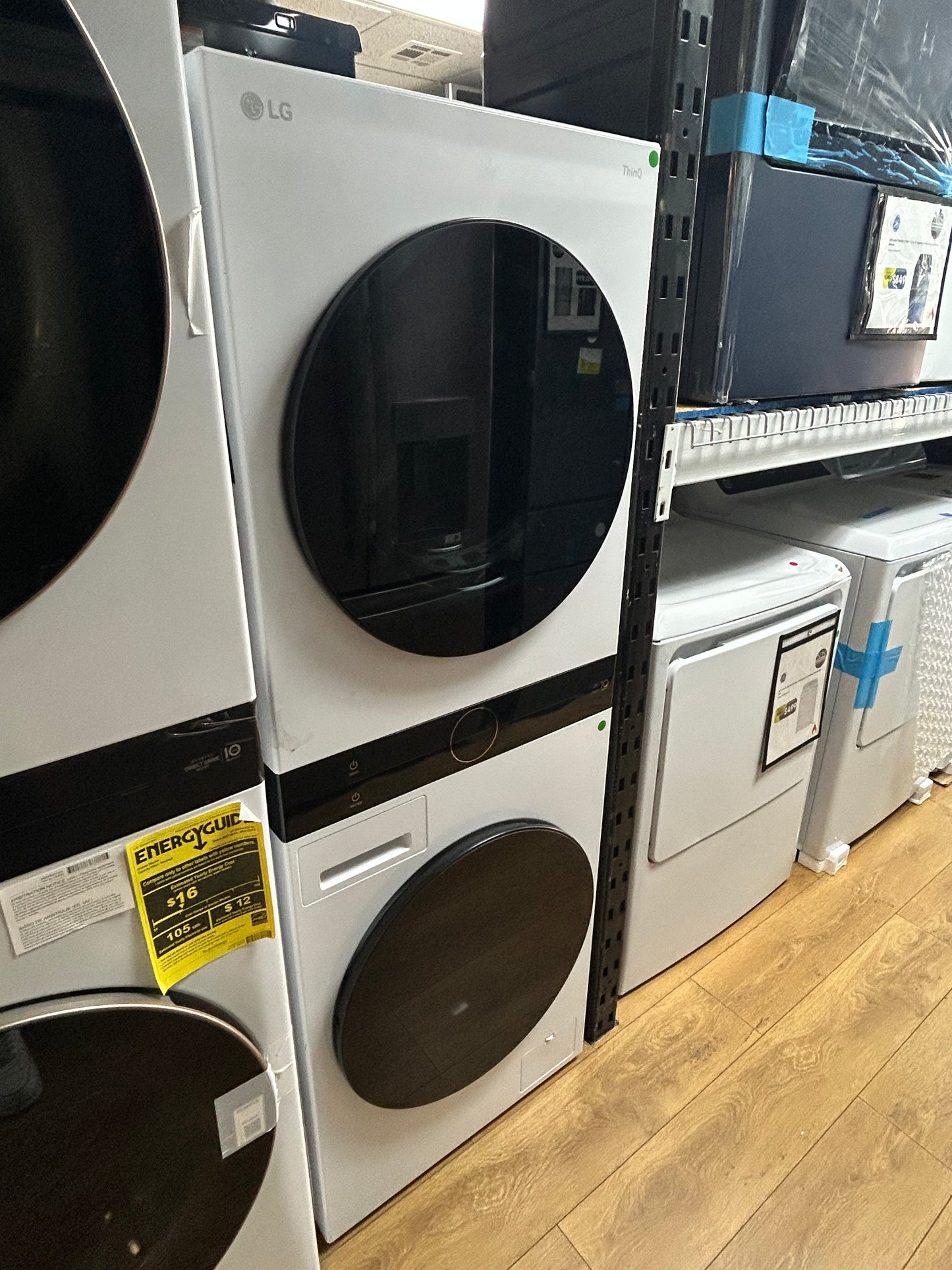 LG -WKHC152HWA - 2.4 Cu. Ft. HE Smart Front Load Washer and 4.2 Cu. Ft. Electric Dryer WashTower wSteam and Ventless Heat Pump Technology - White