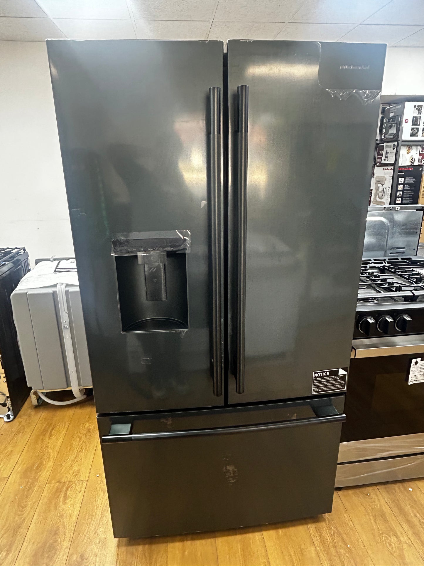 KitchenAid - KRFF436SJP - 36 Inch Freestanding French Door Refrigerator with 30.52 cu. ft. Total Capacity, Exterior Water/Ice Dispenser, Signature Platinum Interior, Preserva® Food Care System, Touch Panel Controls