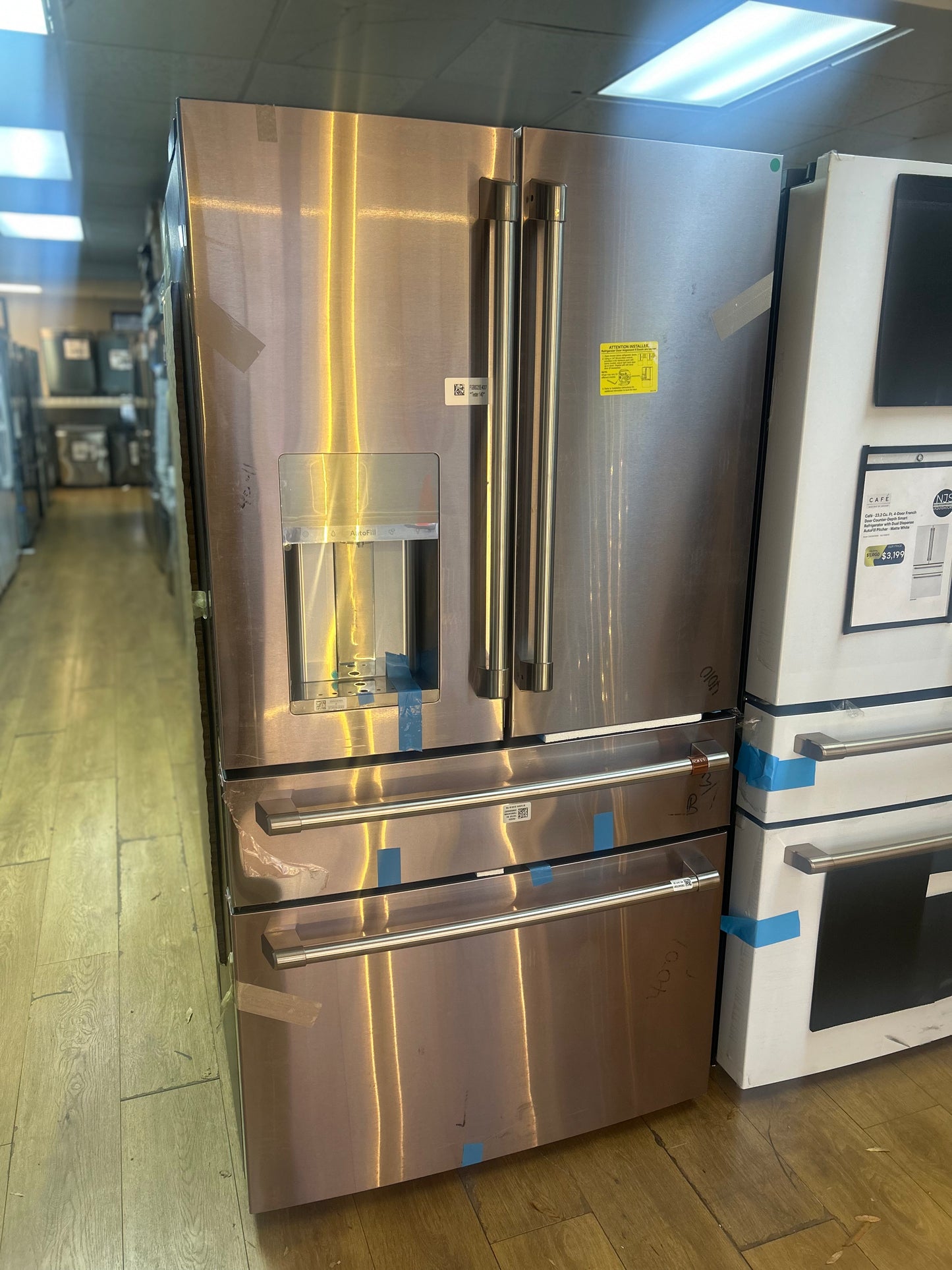 Cafe - CXE22DP2PS1 - 36 Inch Counter Depth 4-Door French Door Smart Refrigerator with 22.3 Cu. Ft. Total Capacity, Hands-Free Autofill, Humidity Control System, Convertible Drawer, Multiflow Air System, Enhanced Shabbos Mode, Wi-Fi Connect