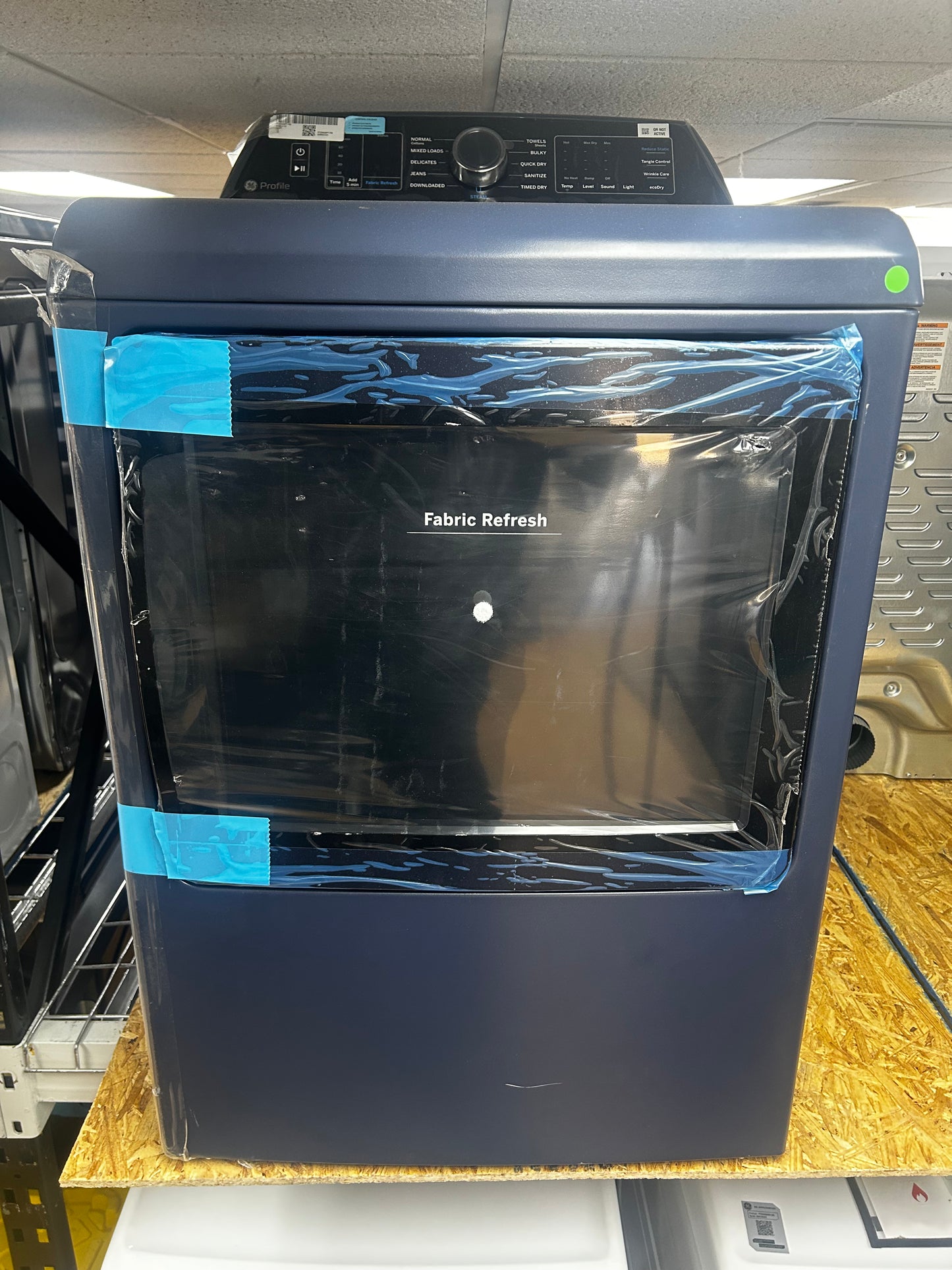 GE Profile - PTD90GBPTRS - 27 Inch Gas Smart Dryer with 7.3 Cu. Ft. Capacity, Fabric Refresh, Tangle Control, Steam Cycle, Sanitize Cycle, Quick Dry, Sensor Dry, Eco Dry, and Energy Star Qualified: Sapphire Blue