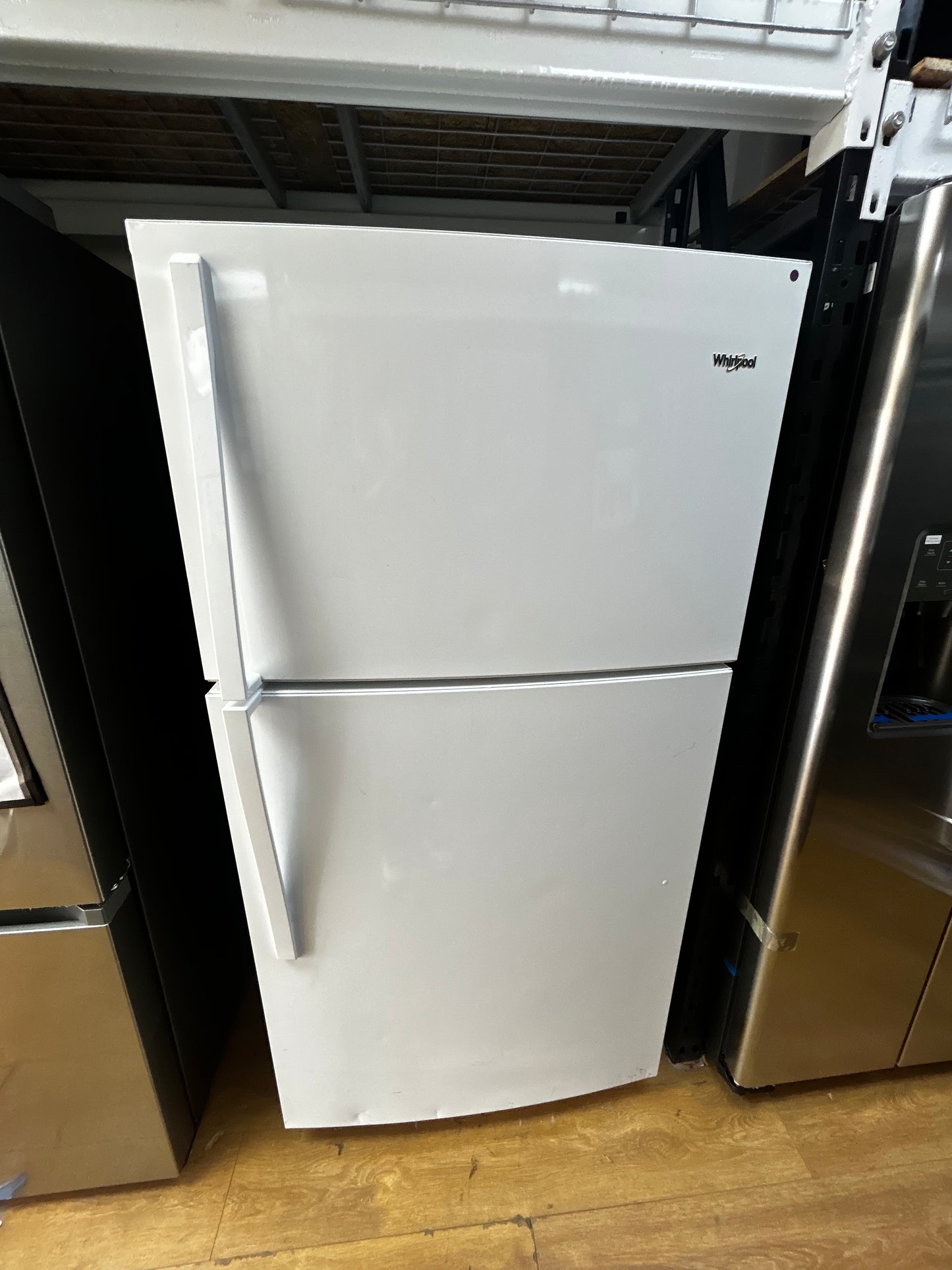 Whirlpool - WRT541SZDW - 33 Inch Top Freezer Refrigerator with 21 Cu. Ft. Total Capacity, Frameless Shelves, Flexi-Slide Bin, Humidity-Controlled Crisper, Gallon Door Storage, LED Lighting, EZ Connect Ice Maker Kit Compatible