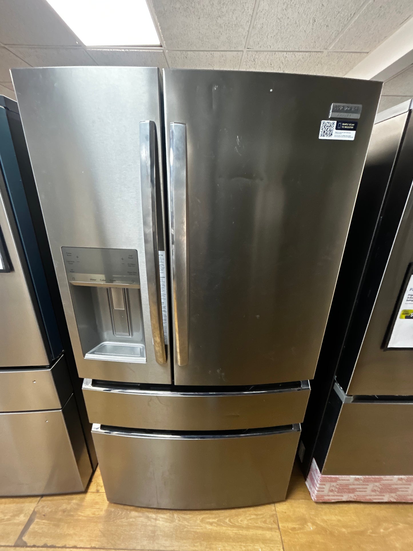 Frigidaire Gallery Series - GRMS2773AF - 36 Inch Freestanding French Door Refrigerator with 26.3 cu. ft. Total Capacity, 3 Glass Shelves, Custom-Flex® Drawer, Gallon Bins, and External Ice/Water Dispenser