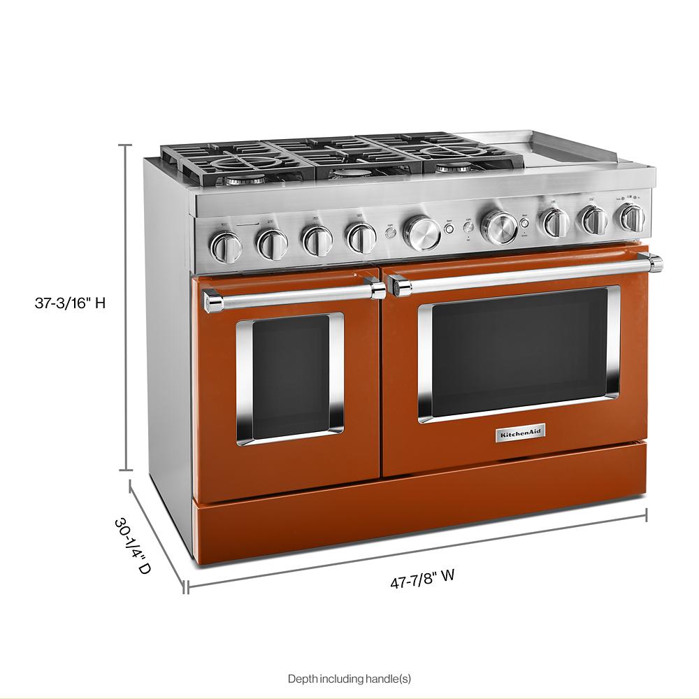 KitchenAid® KFDC558JSC 48'' Smart Commercial-Style Dual Fuel Range with Griddle