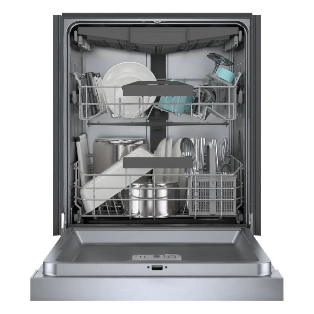 Bosch - SHE53B75UC - 300 Series 24” Front Control Smart Built-In Tub Dishwasher with 3rd Rack and AquaStop Plus, 46dBA - Stainless Steel