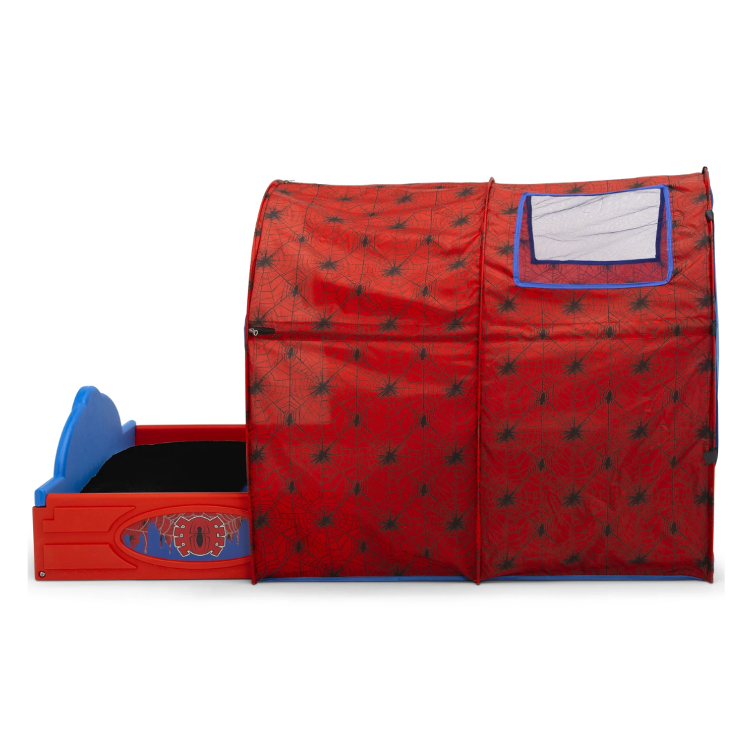 Delta Marvel Spider-Man Sleep and Play Toddler Bed with Tent and Built-In Guardrails