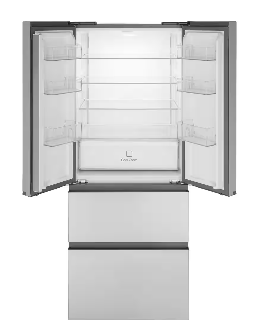 Haier 14.5 cu. ft. French Door Refrigerator in Fingerprint Resistant Stainless Steel, Counter Depth Model# QJS15HYRFS