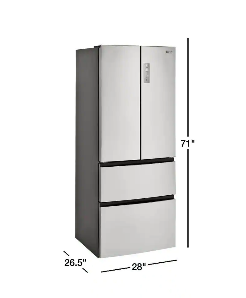 Haier 14.5 cu. ft. French Door Refrigerator in Fingerprint Resistant Stainless Steel, Counter Depth Model# QJS15HYRFS