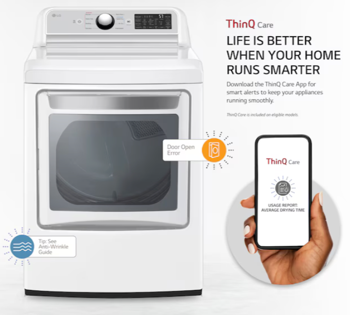 LG EasyLoad 7.3-cu ft Vented Electric Dryer (White) Model# DLE7400WE
