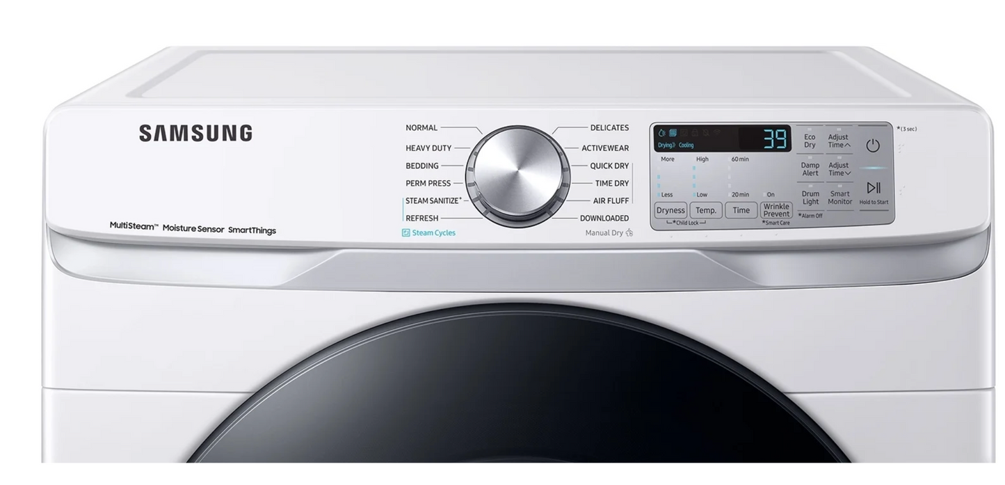 Samsung 7.5 cu. ft. Smart Gas Dryer with Steam Sanitize+ in White Model# DVG45B6300W
