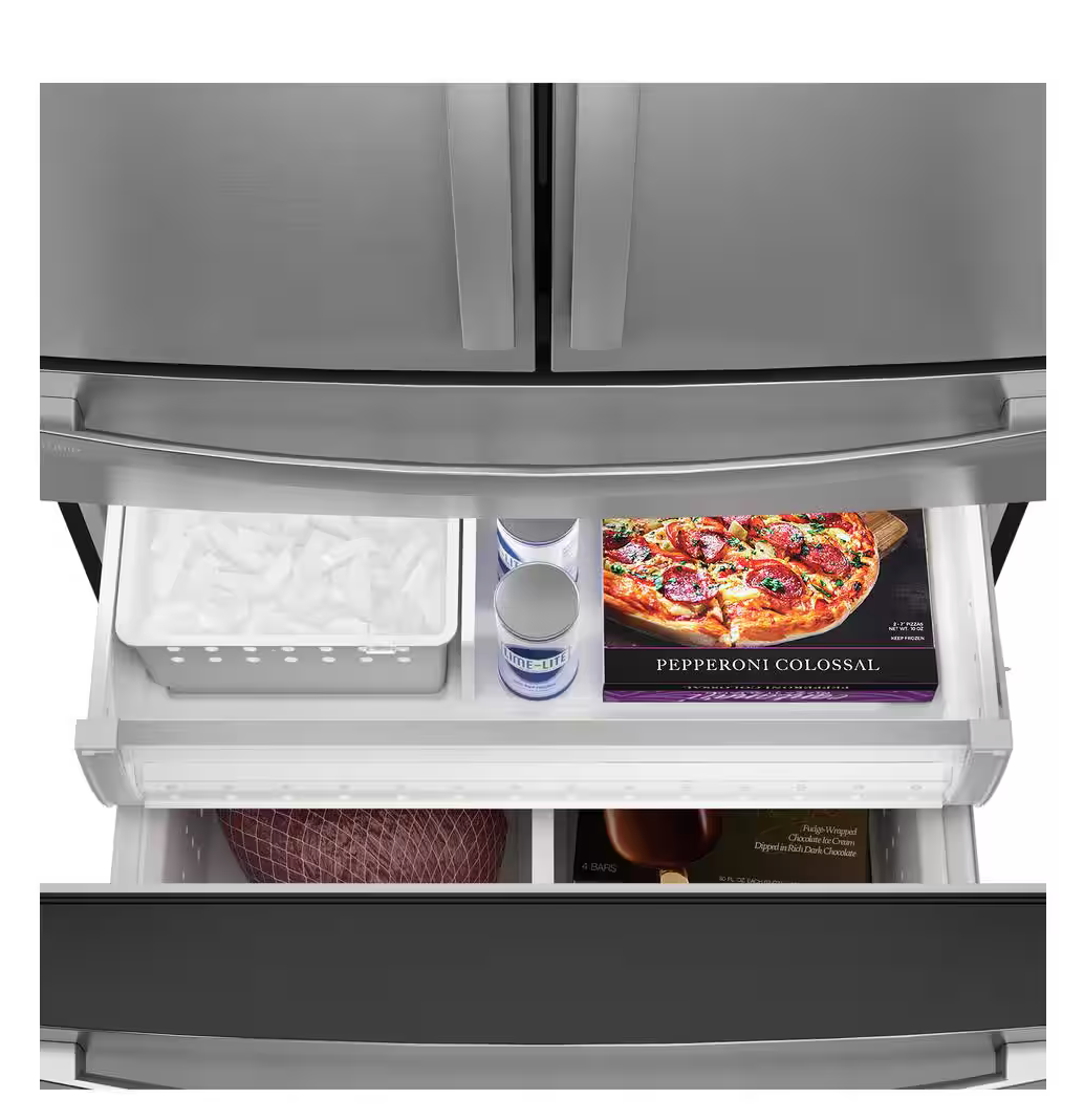 GE Profile 28.7 cu. ft. 4-Door French Door Refrigerator in Stainless Steel Model# PGE29BYTFS