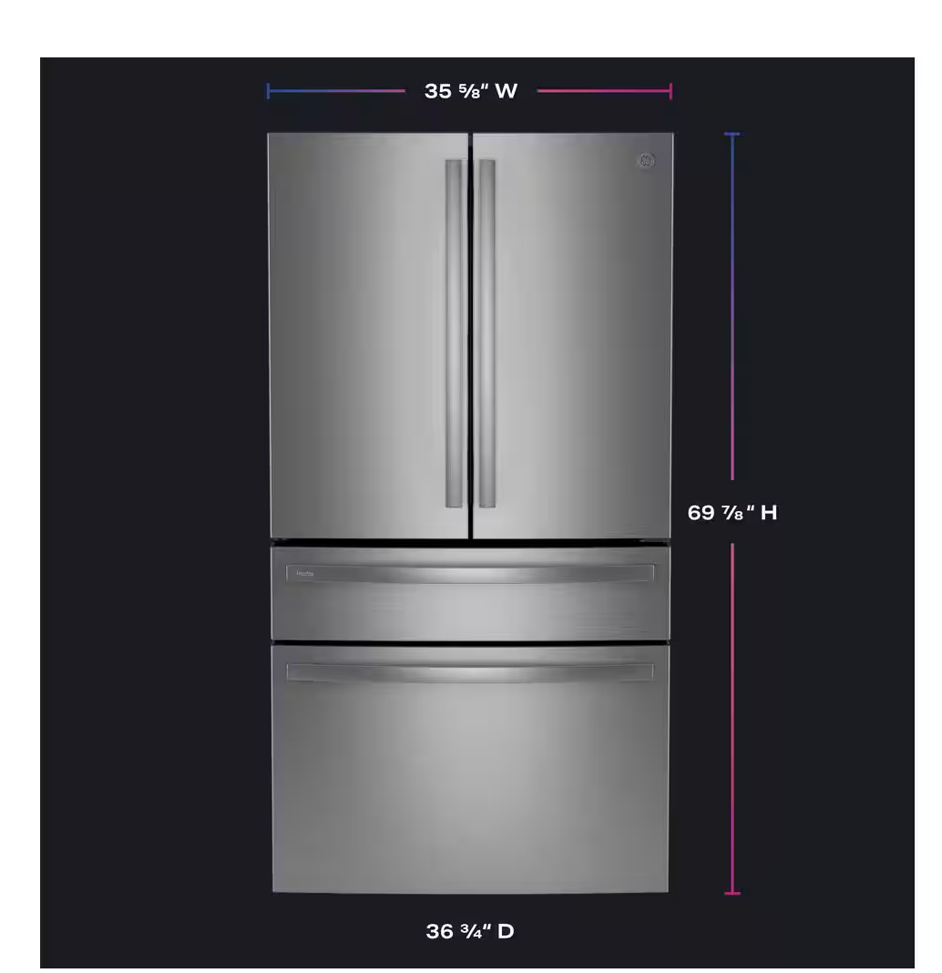 GE Profile 28.7 cu. ft. 4-Door French Door Refrigerator in Stainless Steel Model# PGE29BYTFS