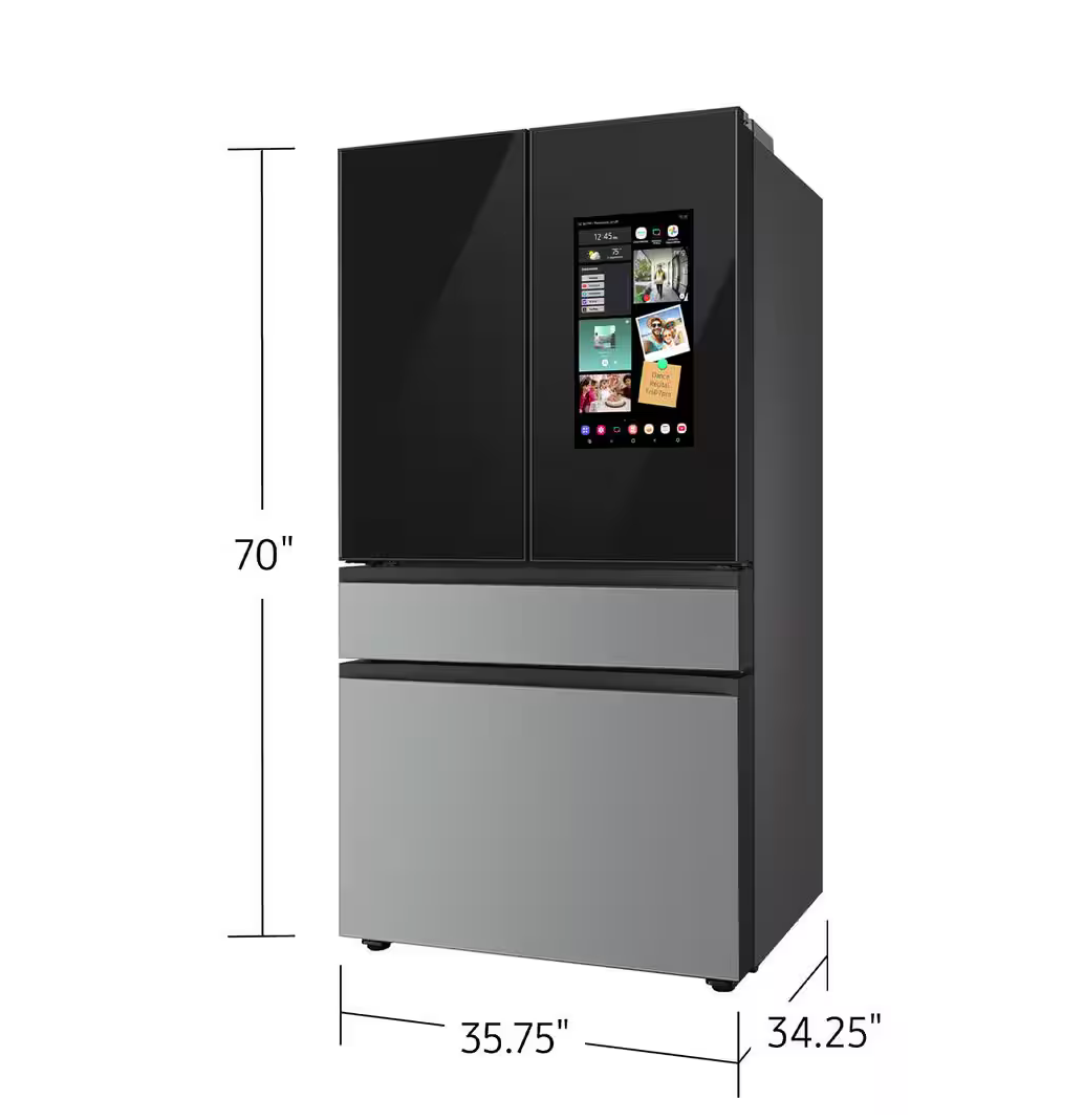Samsung Bespoke 29 cu. ft. 4-Door French Door Refrigerator with Family Hub in Charcoal Glass Top Model# RF29BB8900QK