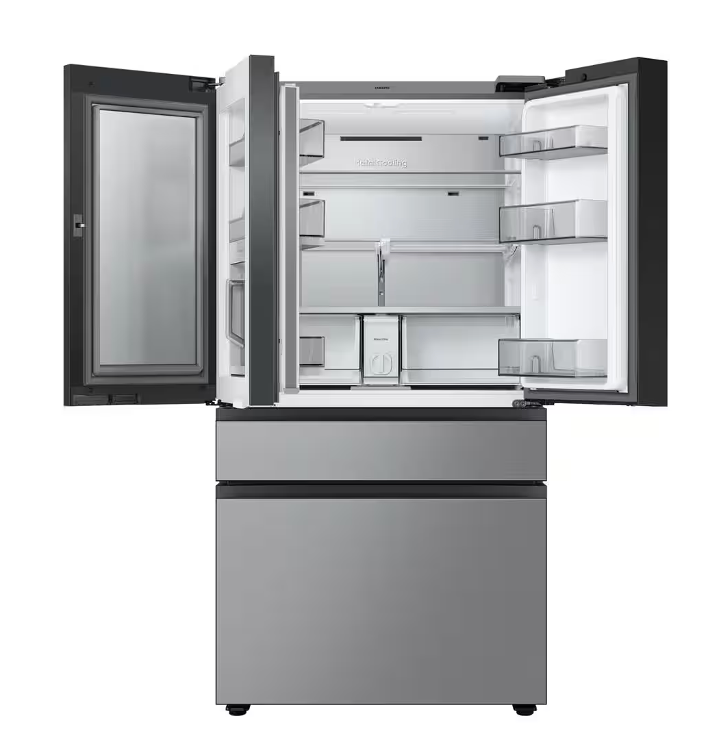 Samsung Bespoke 29 cu. ft. 4-Door French Door Refrigerator with Family Hub in Charcoal Glass Top Model# RF29BB8900QK
