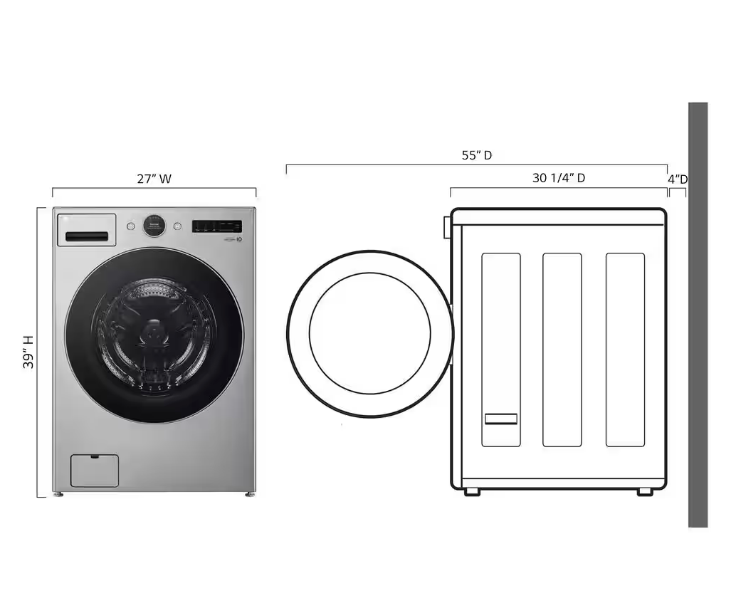 LG 4.5 cu. ft. Stackable Smart Front Load Washer in Graphite Steel with AI Digital Dial Model# WM5500HVA