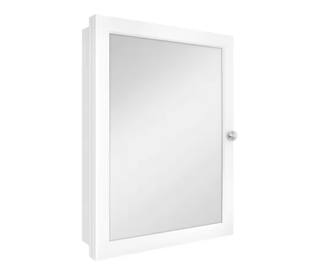 Glacier Bay 20 in. W x 26 in. H Rectangular Framed Recessed or Surface-Mount Bathroom Medicine Cabinet with Mirror, White