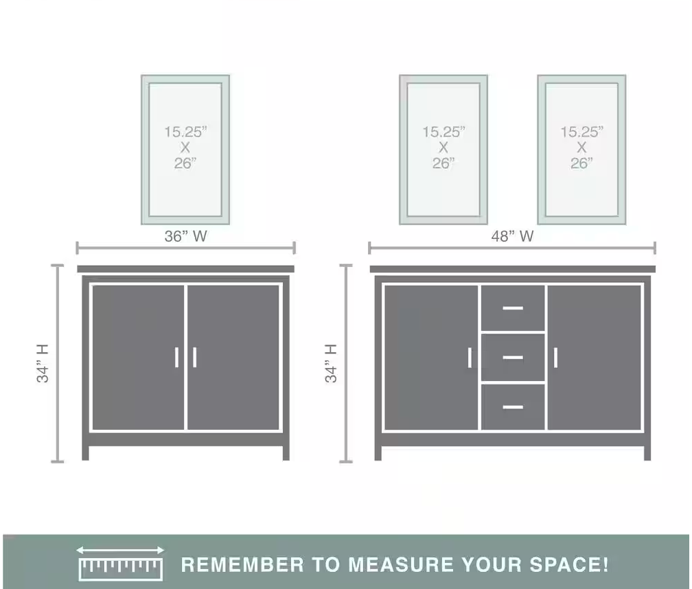 Glacier Bay 15-1/4 in. W x 26 in. H Rectangular Framed Recessed or Surface-Mount Bathroom Medicine Cabinet with Mirror, Black