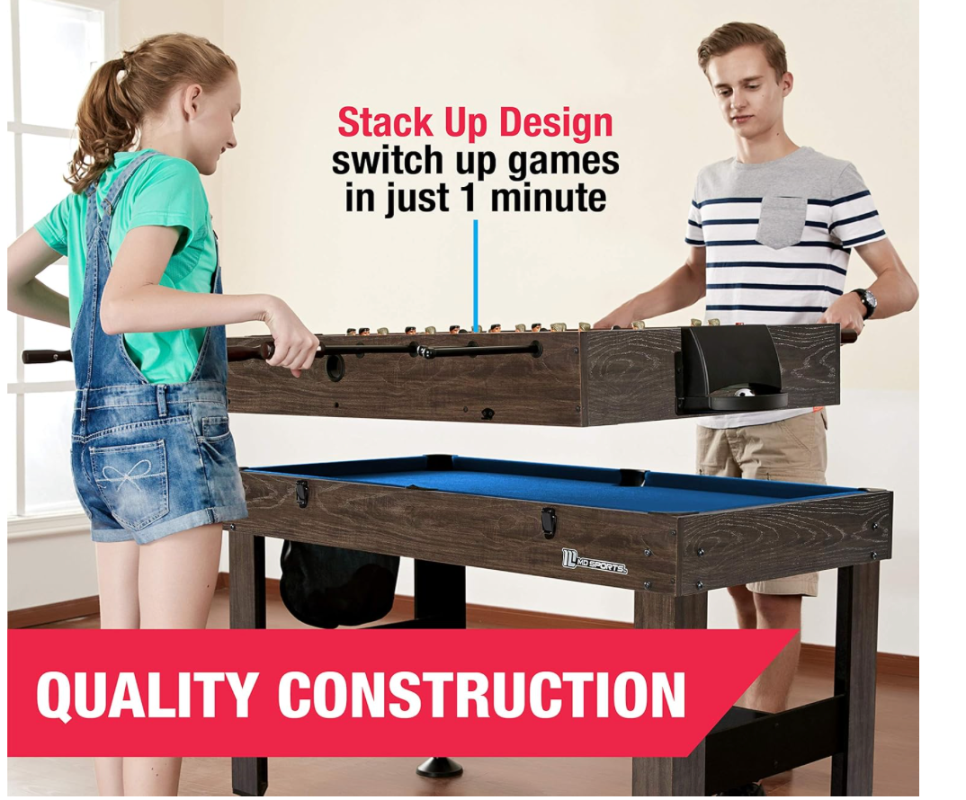 MD Sports Combination Games Multiple Styles Arcade Collection, Billiards, Hockey, Foosball, Ping Pong