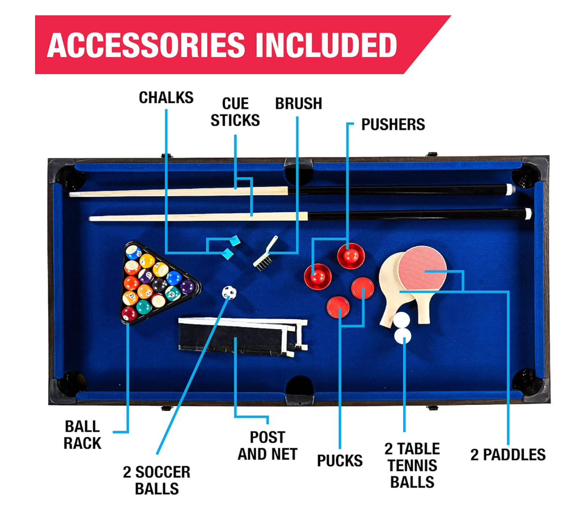 MD Sports Combination Games Multiple Styles Arcade Collection, Billiards, Hockey, Foosball, Ping Pong