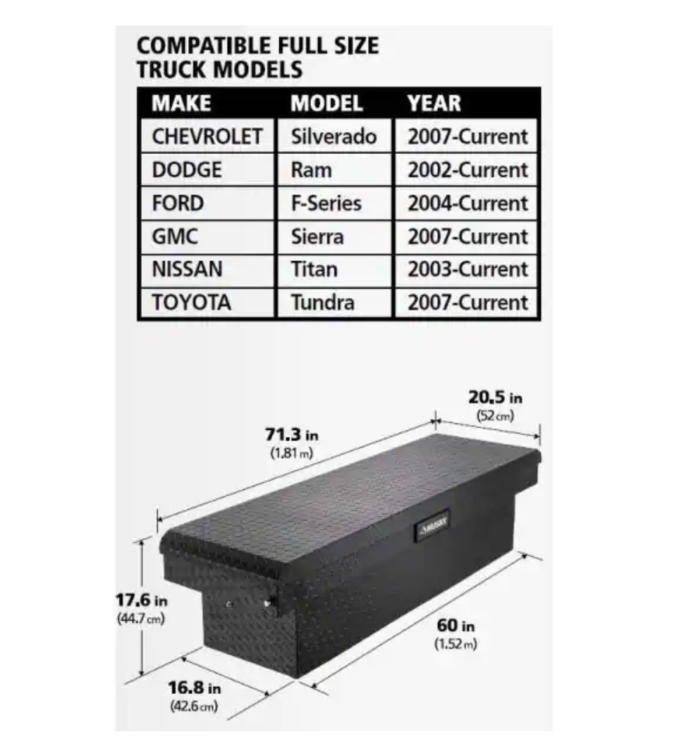Husky 71.36 in. Matte Black Aluminum Full Size Crossbed Truck Tool Box