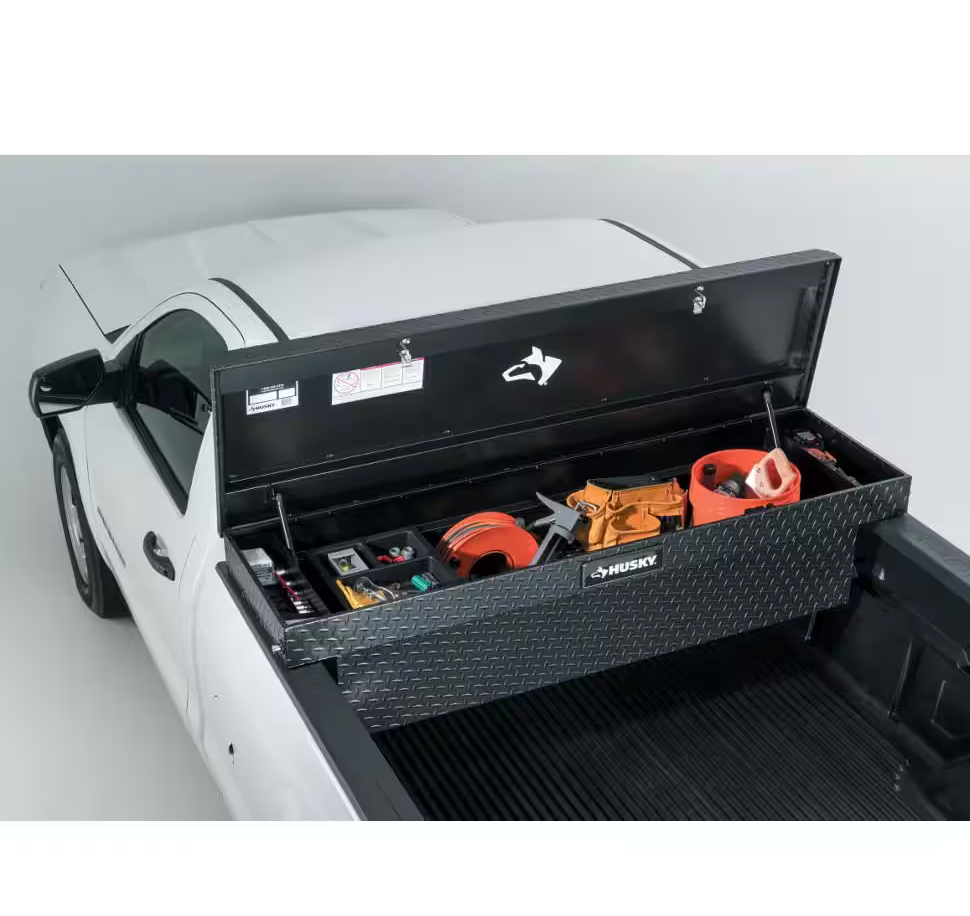 Husky 71.36 in. Matte Black Aluminum Full Size Crossbed Truck Tool Box