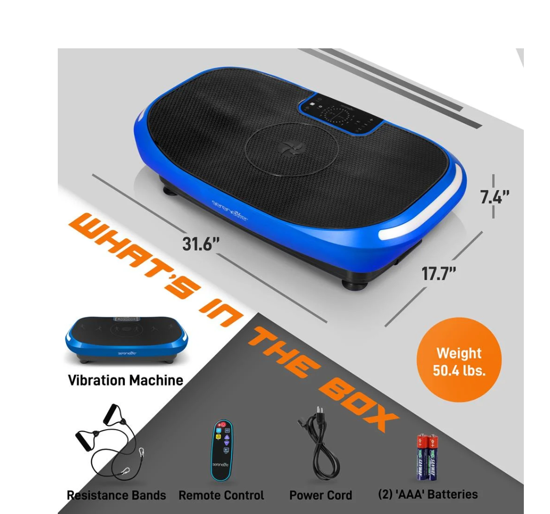 SereneLife Standing Vibration Fitness Machine - Vibrating Platform Exercise & Workout Trainer with Adjustable Speed