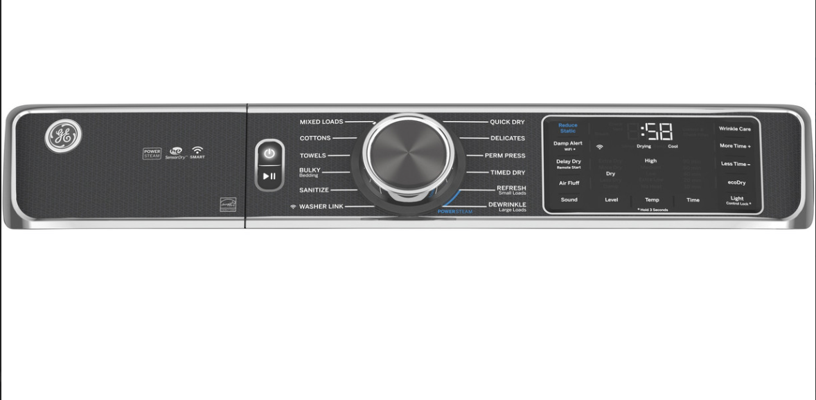 GE 7.8 cu. ft. Capacity Smart Front Load Gas Dryer with Steam and Sanitize Cycle Model #: GFD85GSPNRS