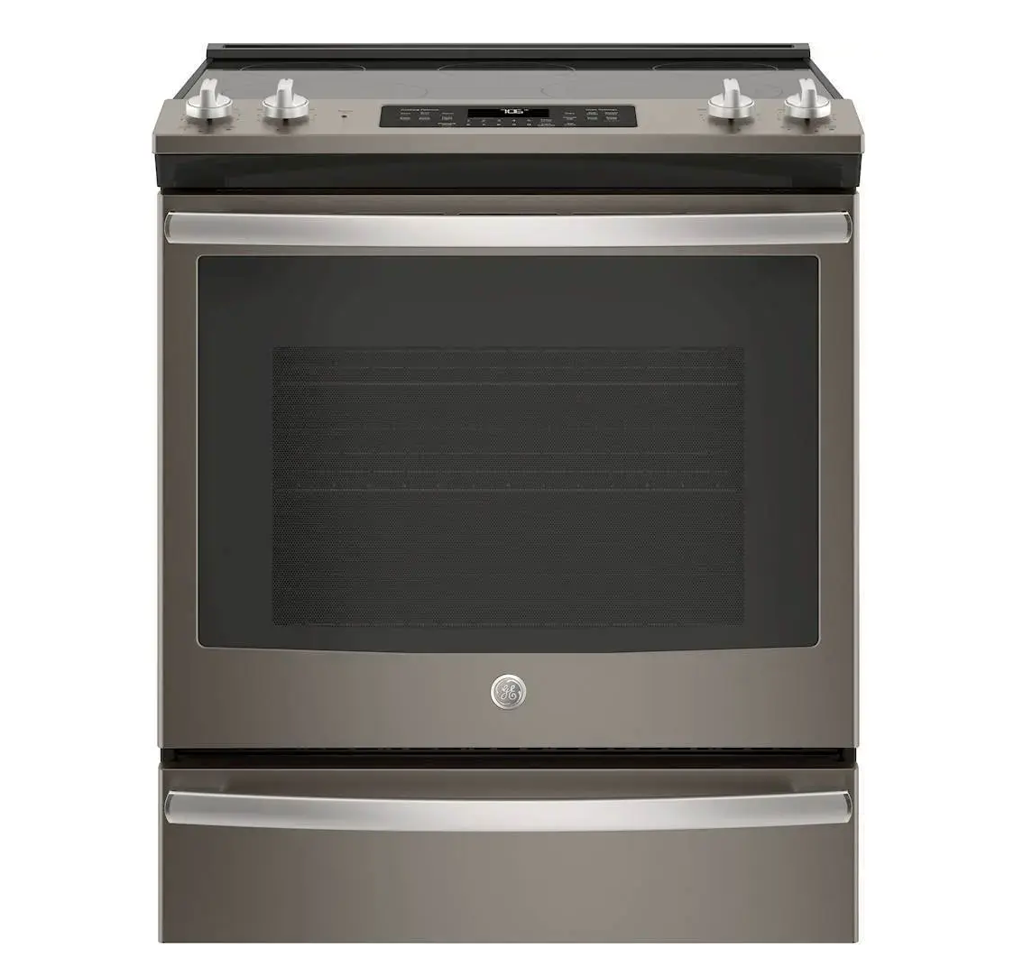 GE - 5.3 Cu. Ft. Slide-In Electric Convection Range Model:JS760ELES