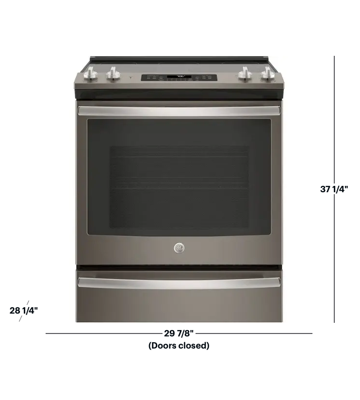 GE - 5.3 Cu. Ft. Slide-In Electric Convection Range Model:JS760ELES
