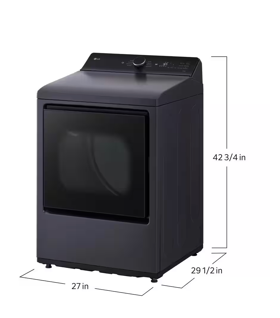 LG 7.3 cu. ft. Vented SMART Gas Dryer in Matte Black with EasyLoad Door and Sensor Dry Technology Model # DLG8401BE