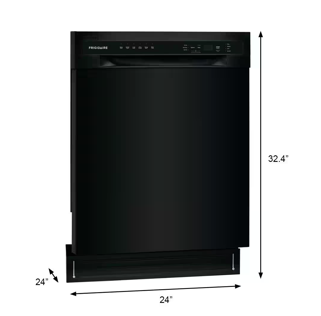 Frigidaire 24 in. Black Front Control Tall Tub Dishwasher with Stainless Steel Tub, 52 dBA Model # FFBD2420UB