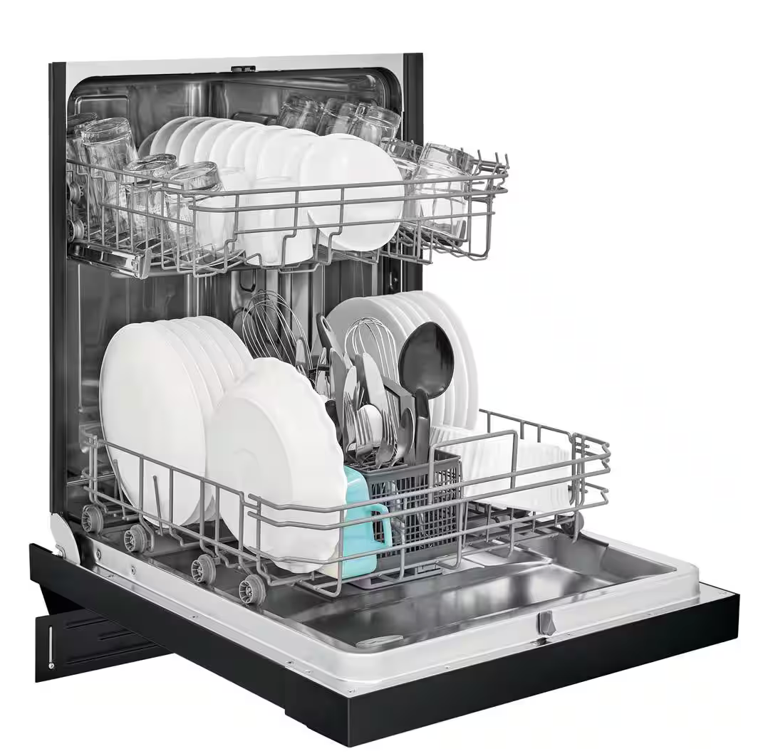 Frigidaire 24 in. Black Front Control Tall Tub Dishwasher with Stainless Steel Tub, 52 dBA Model # FFBD2420UB