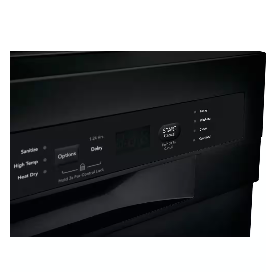 Frigidaire 24 in. Black Front Control Tall Tub Dishwasher with Stainless Steel Tub, 52 dBA Model # FFBD2420UB