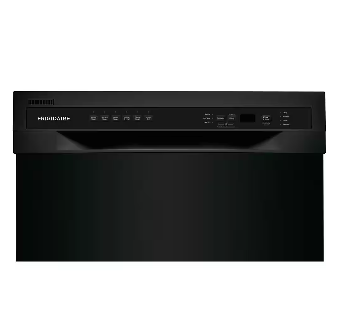 Frigidaire 24 in. Black Front Control Tall Tub Dishwasher with Stainless Steel Tub, 52 dBA Model # FFBD2420UB