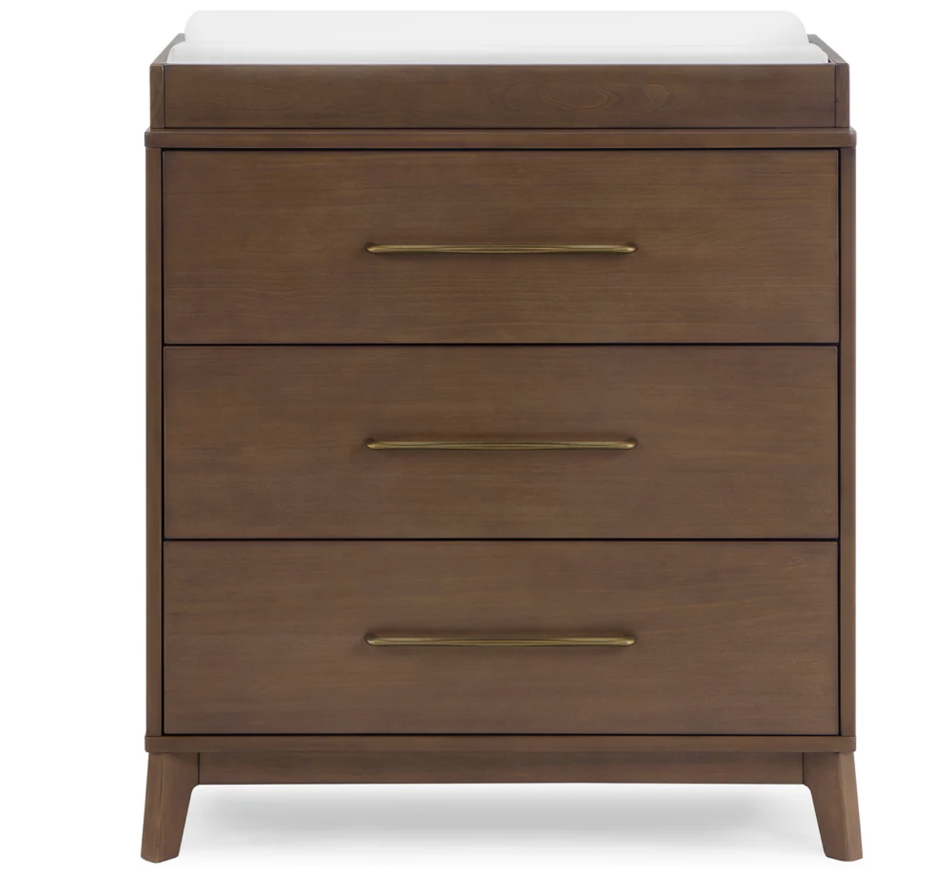 Delta Children Spencer 3 Drawer Dresser with Changing Top and Interlocking Drawers- Teak Brown