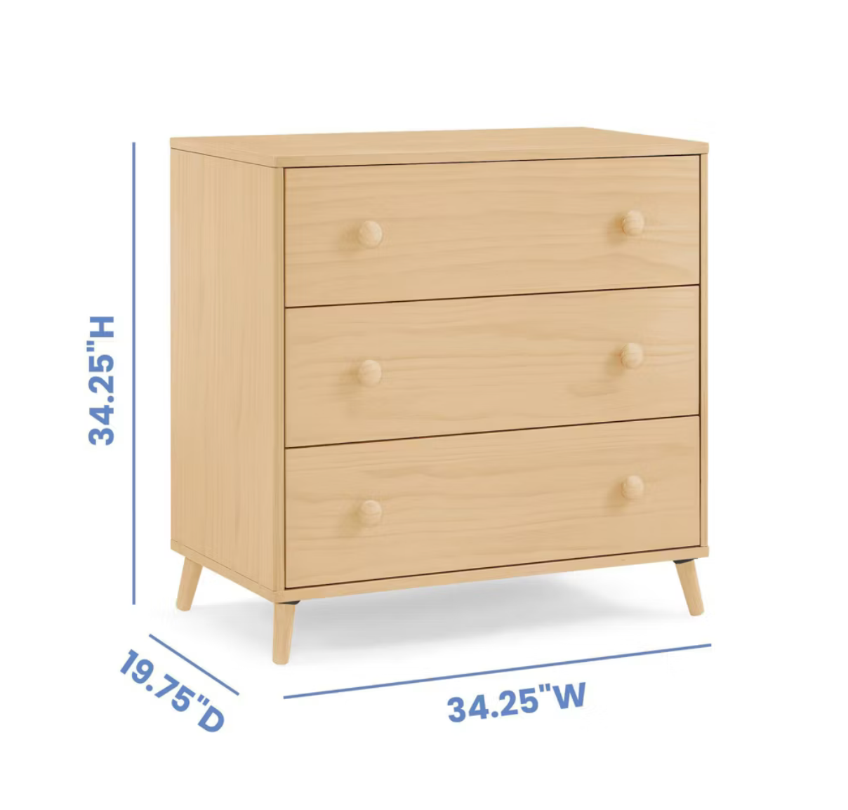 Delta Children Jordan 3 Drawer Dresser with Interlocking Drawers - Natural