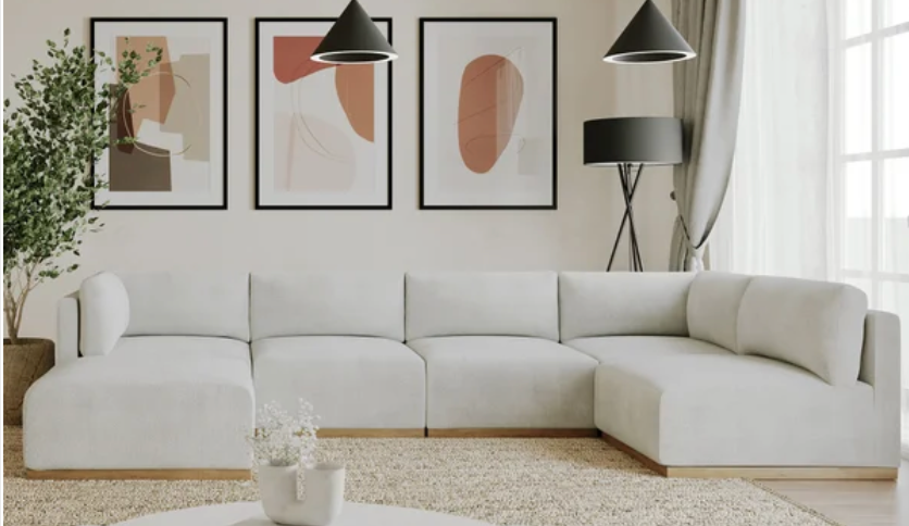 Henredon Murphy Fabric Modular Sectional with Ottoman - Cream