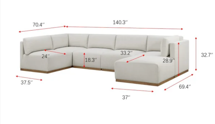 Henredon Murphy Fabric Modular Sectional with Ottoman - Cream