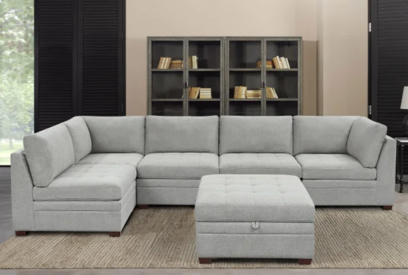 Thomasville Tisdale Fabric Sectional with Storage Ottoman